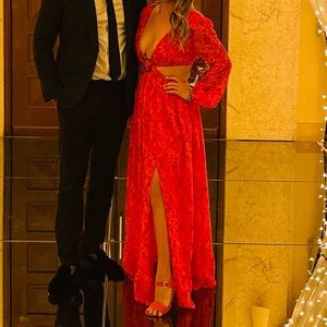 Cut out printed maxi dress